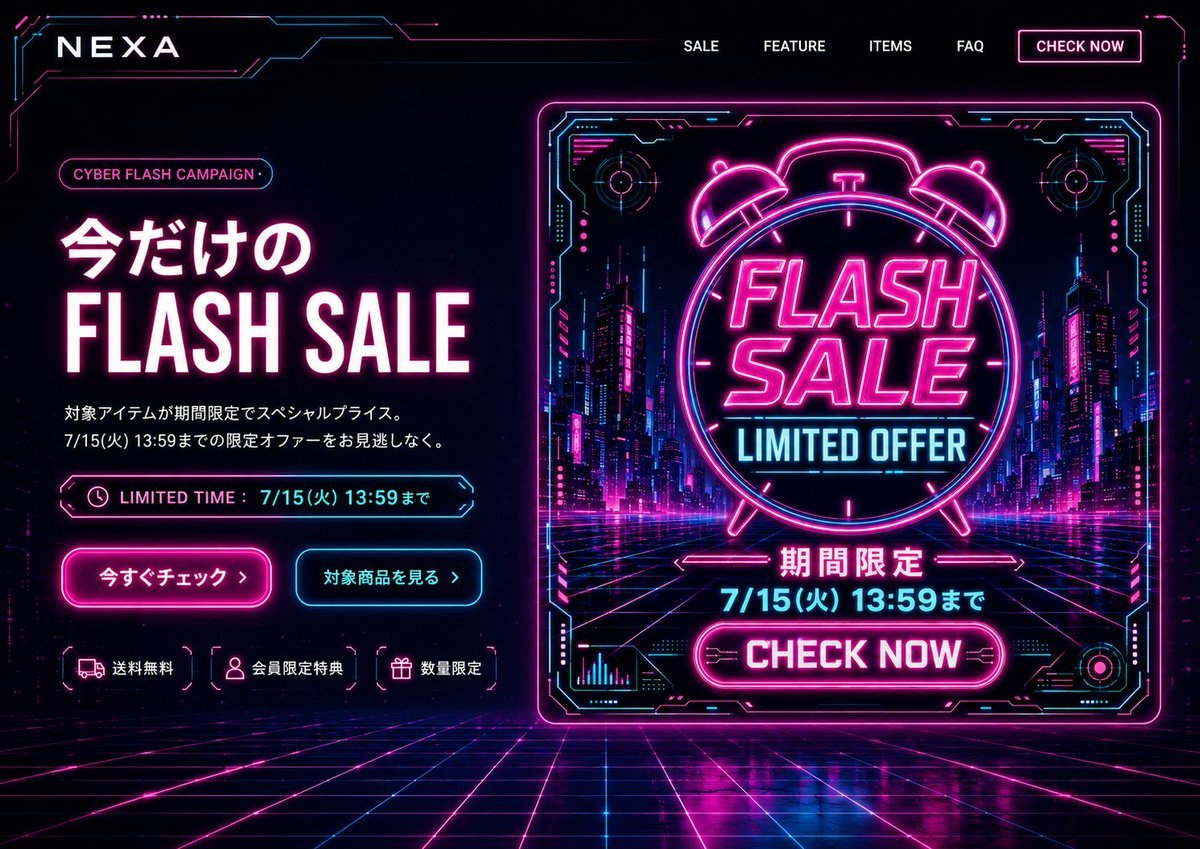 Cyberpunk Flash Sale Landing Hero