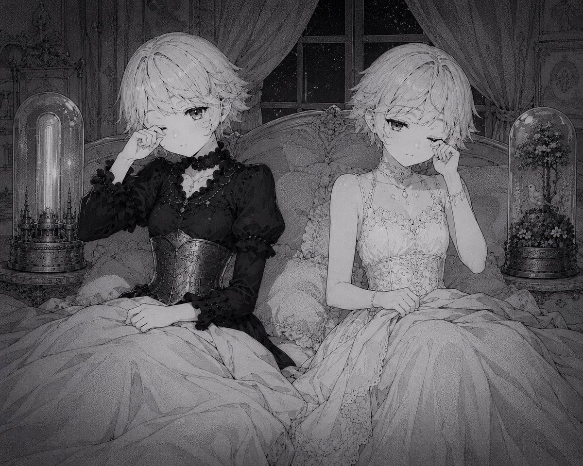Gothic Twin Bedroom Manga — AI image template example