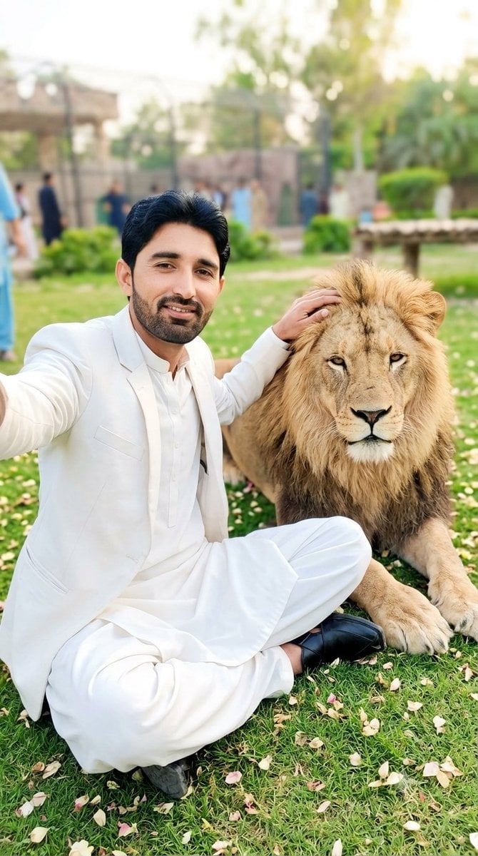 South Asian Man Selfie With Lion
