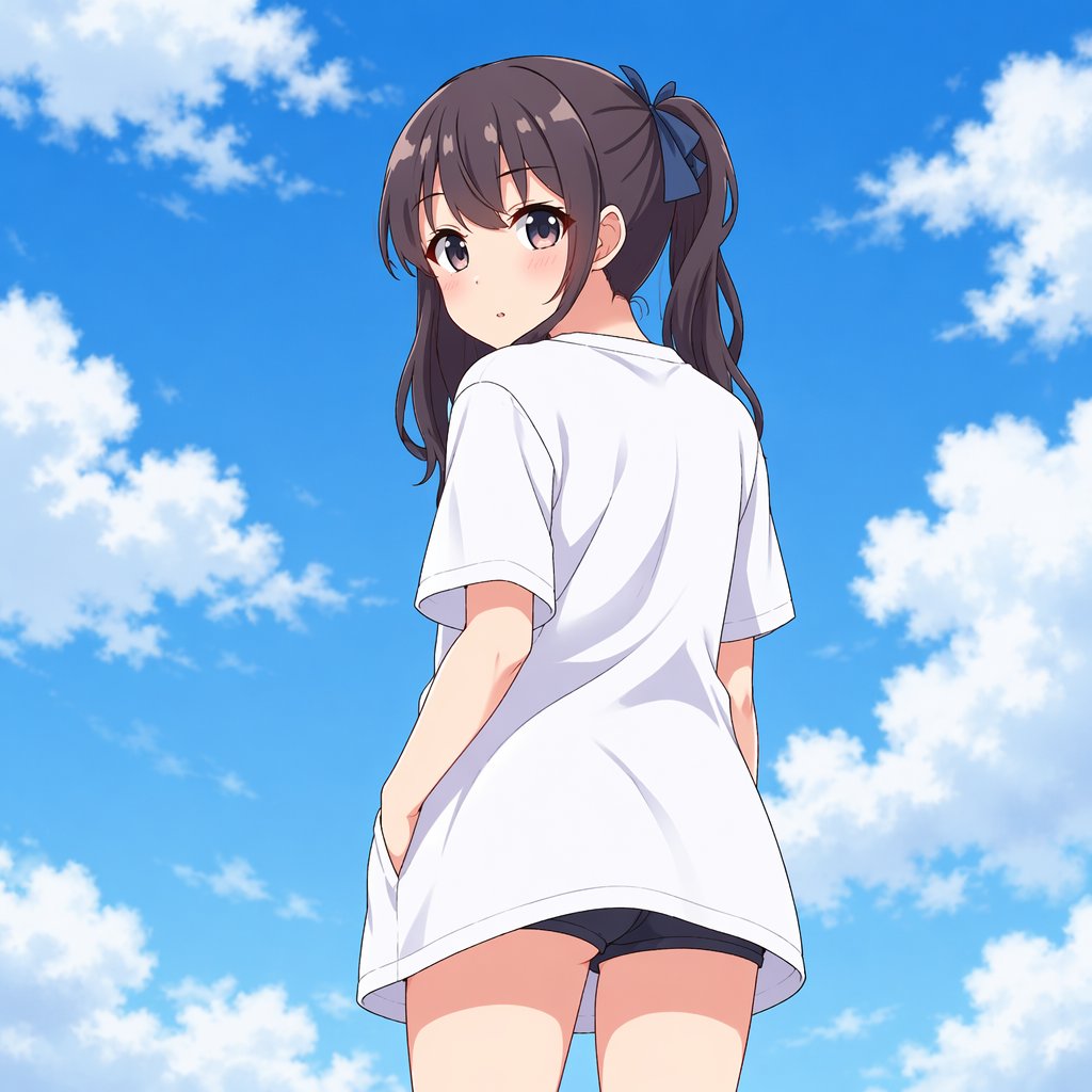 Anime Girl Under Summer Sky — AI image template example