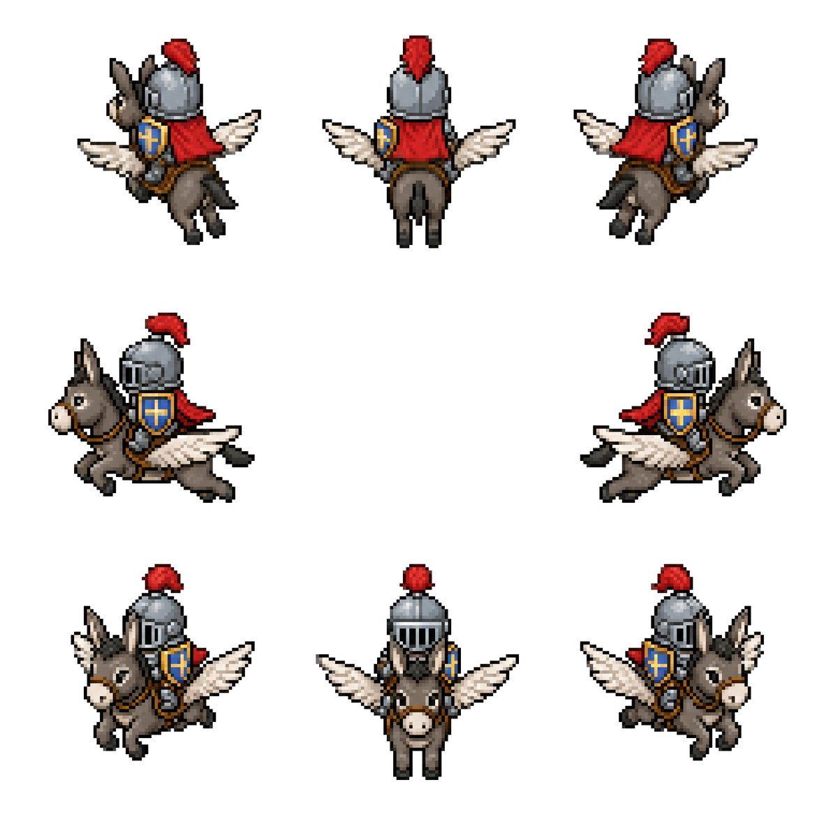 Winged Donkey Knight Sprite Sheet