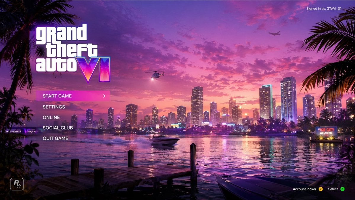 Vice City Sunset Game Menu Mockup reference image 1
