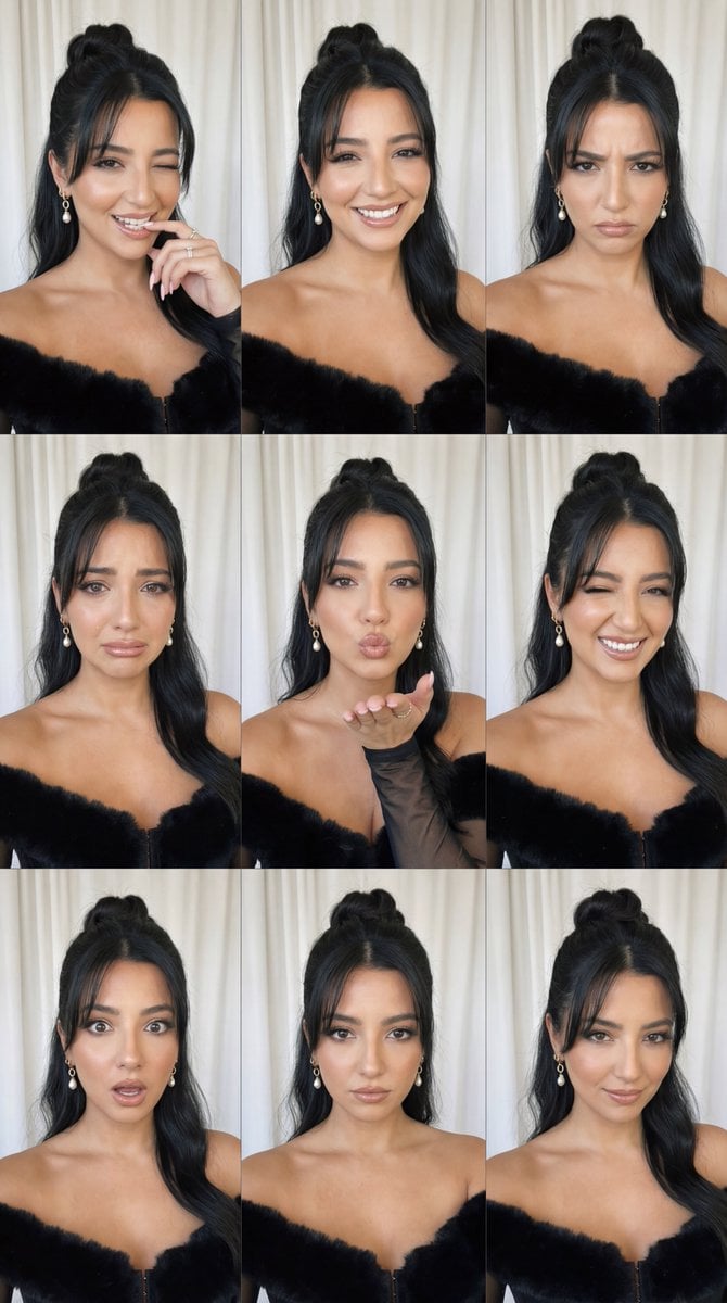 90s Selfie Emotion Grid with Identity Lock — AI image template example