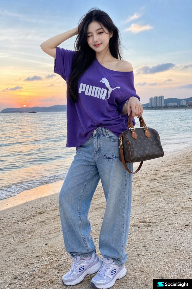 Branded Beach Fashion Photoshoot — AI image template example