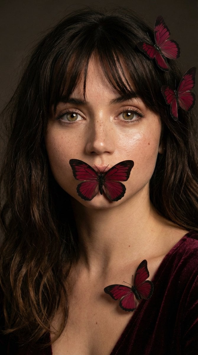 Mysterious Portrait with Butterflies