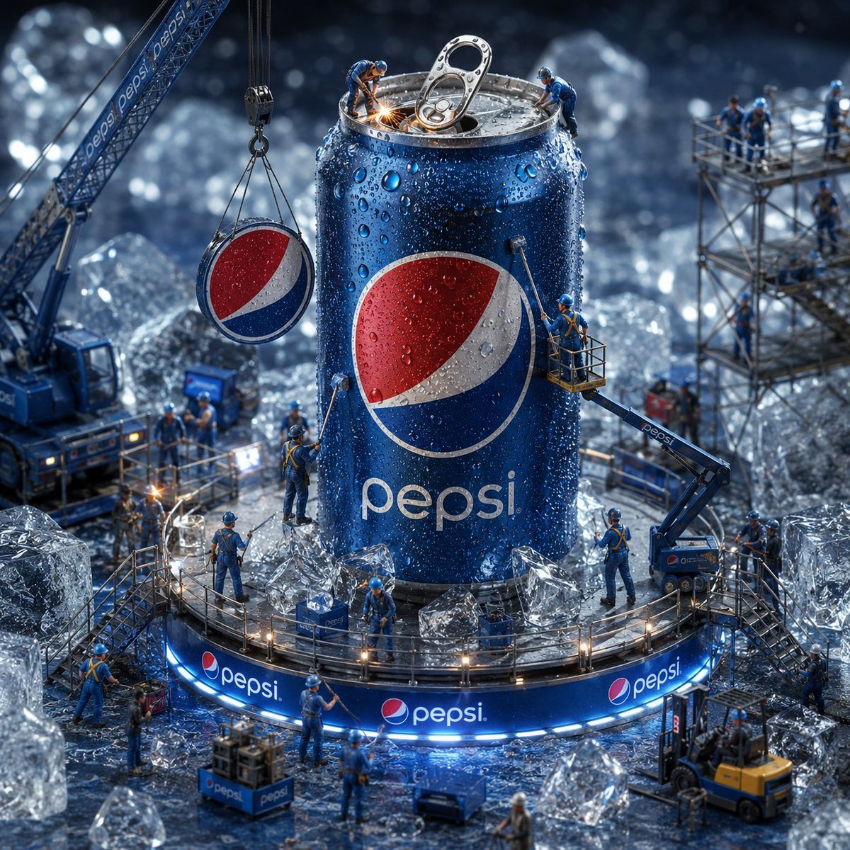 Miniature Workers Giant Soda Can