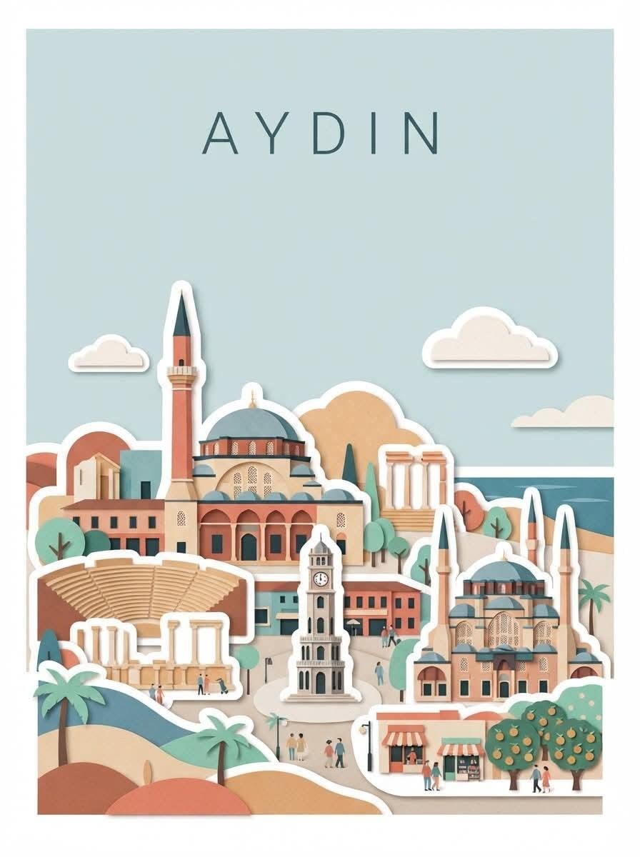 Minimalist Paper Cut Travel Poster — AI image template example