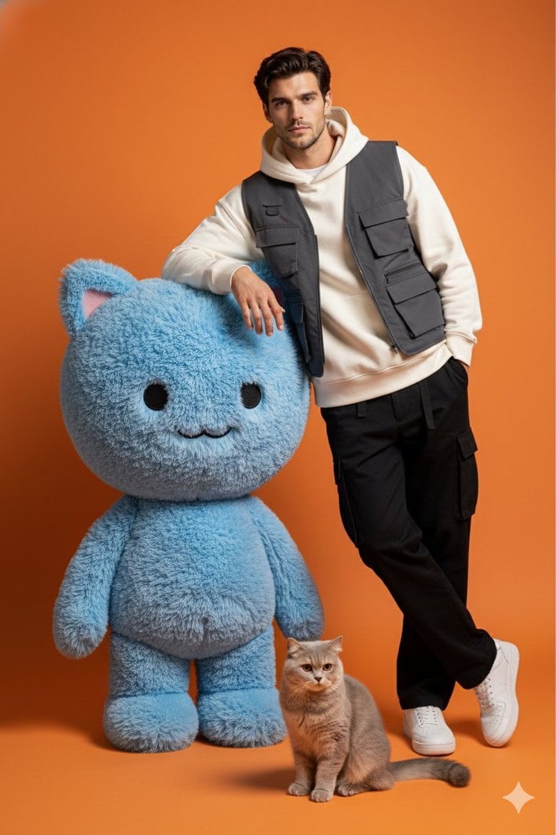 Studio Photoshoot with Labubu and British Shorthair