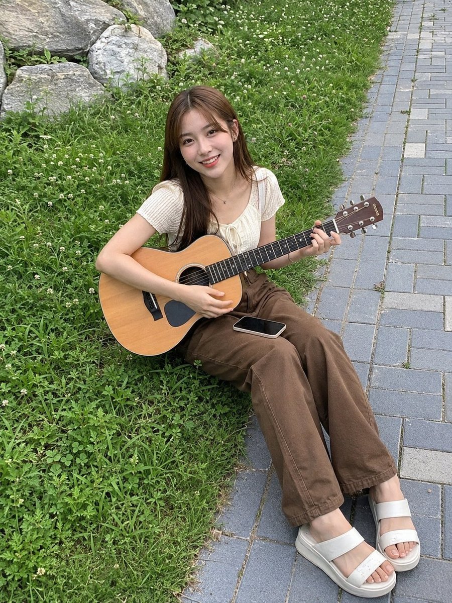 Outdoor Park Guitar Portrait — AI image template example