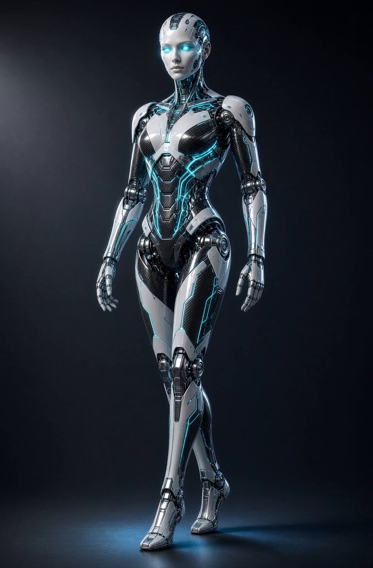 Glowing Android Mechanical Motion