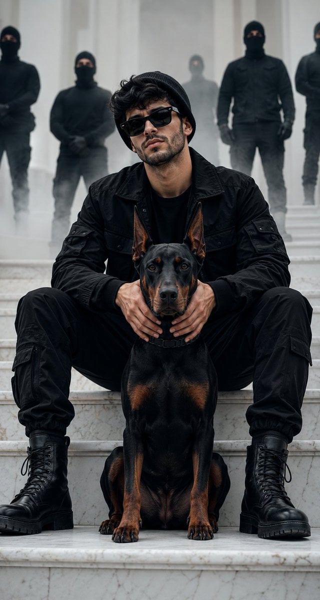 Luxury Streetwear Doberman Portrait — AI image template example