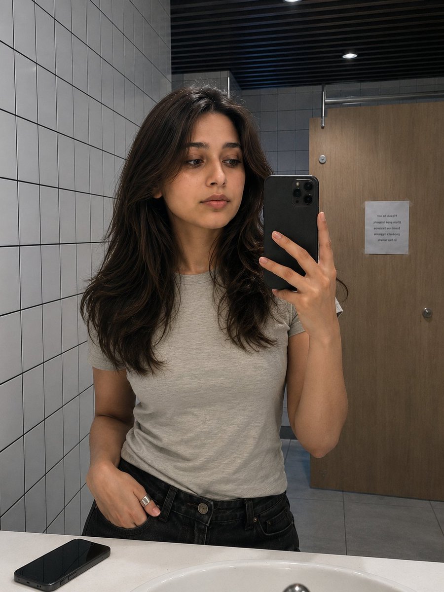 South Asian Woman Mirror Selfie — AI image template example