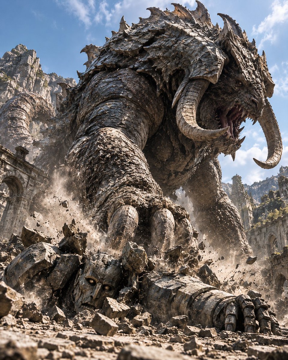 Behemoth Crushing Golem — AI image template example
