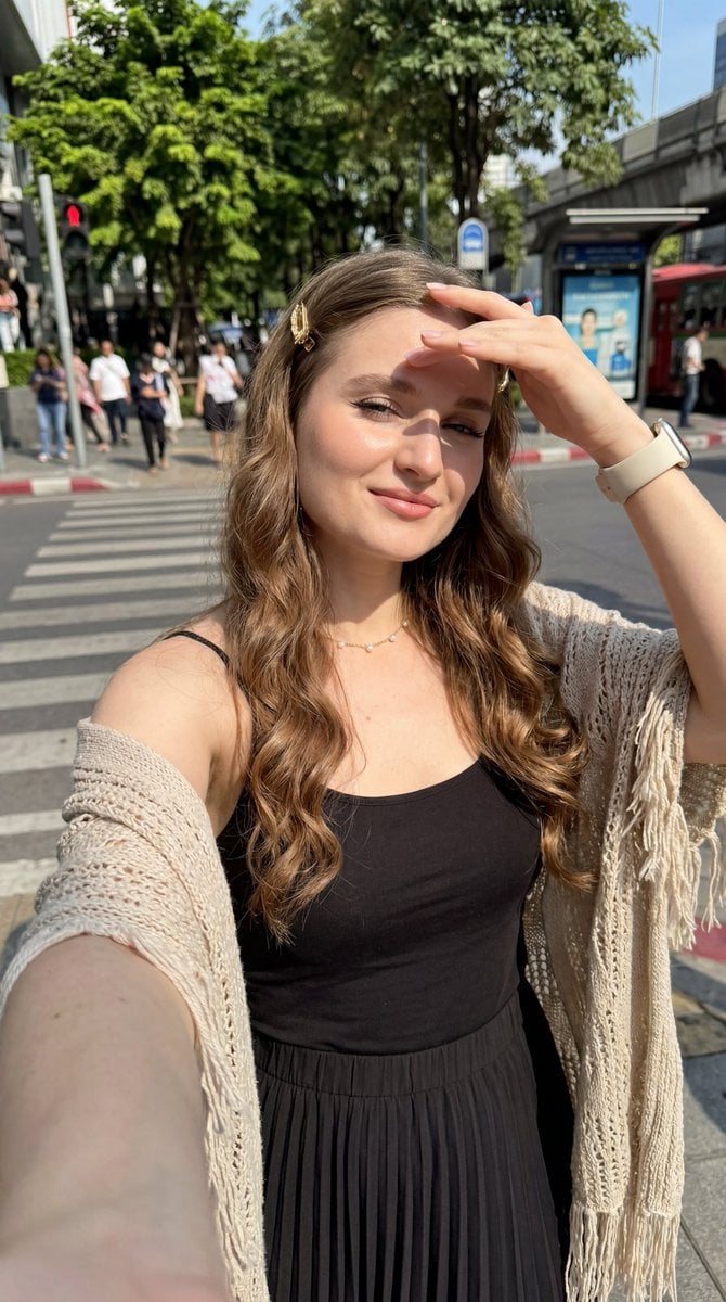 Sunny Bangkok City Street Selfie — AI image template example