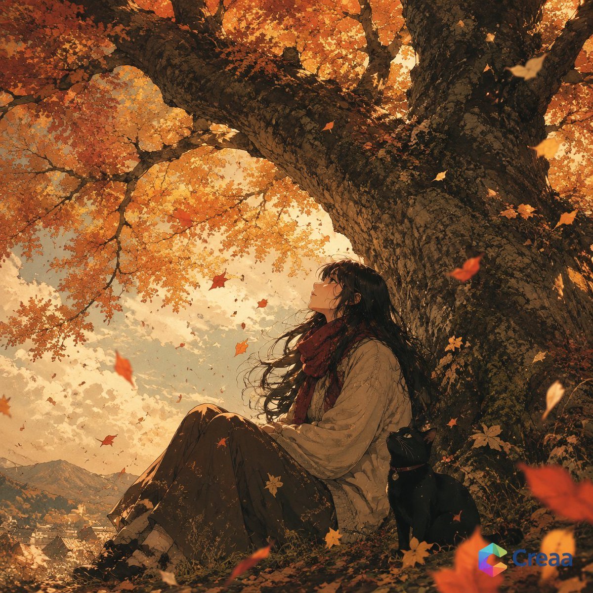 Cinematic Autumn Watercolor Illustration — AI image template example