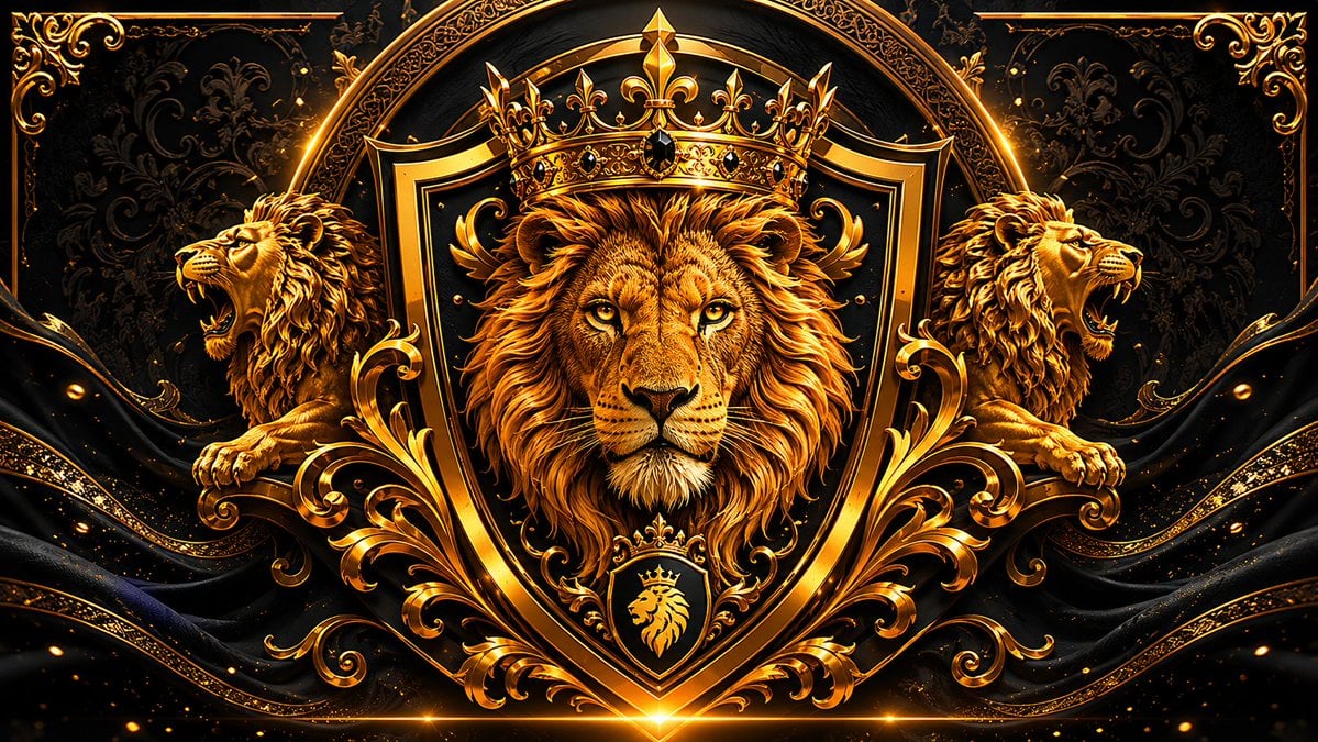 Regal Golden Lion Heraldic Crest