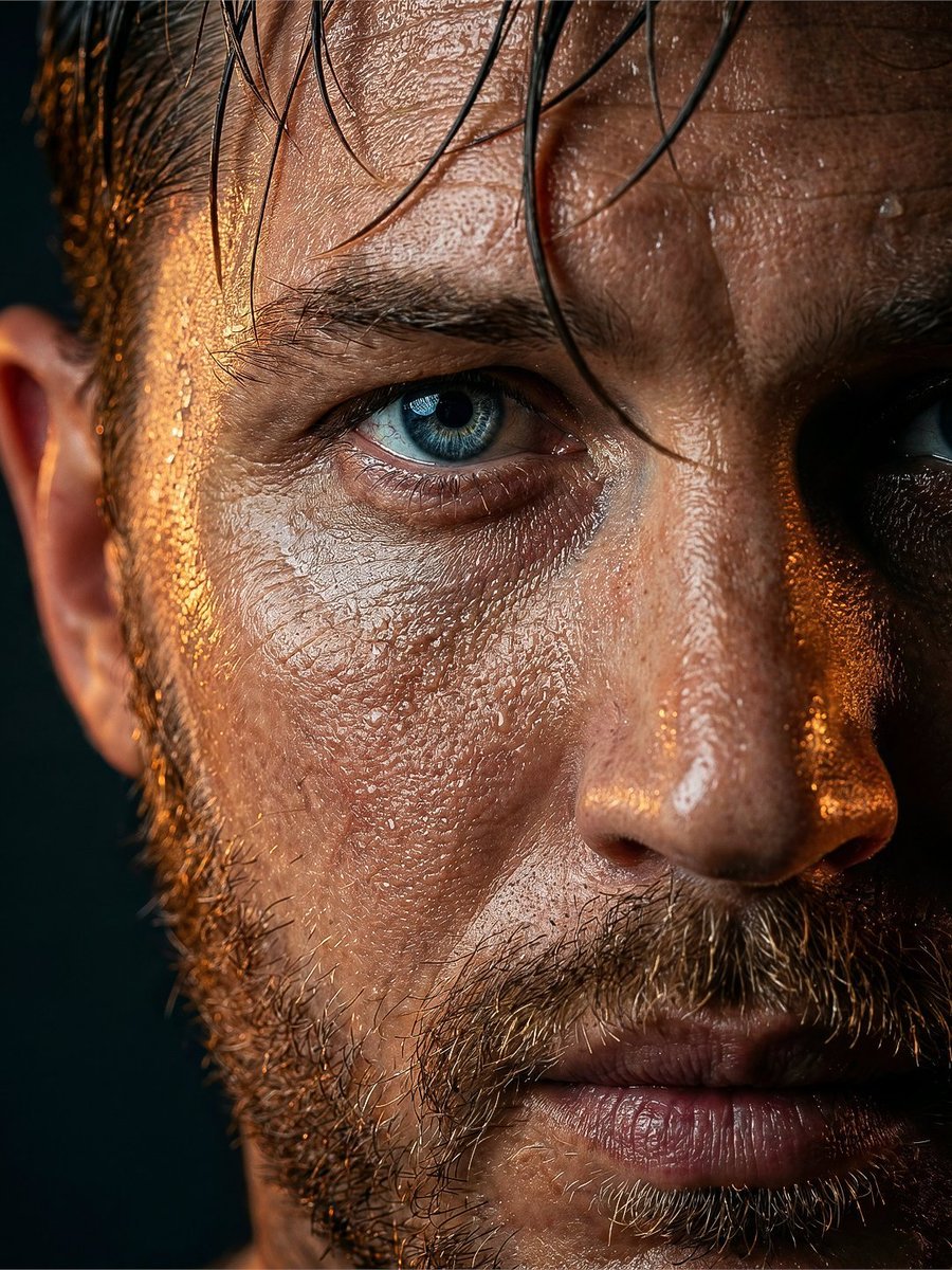 Rugged Man Wet Skin Portrait