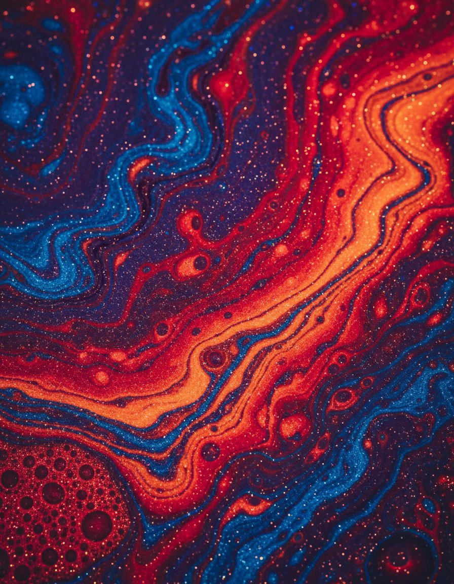 Abstract Iridescent Swirling Color Mixture