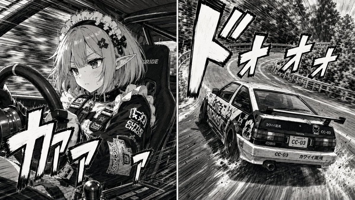 90s Street Racer Manga Style