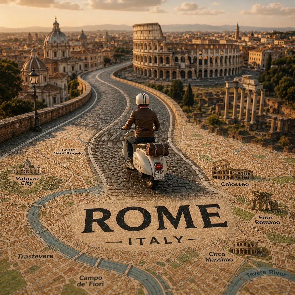 Tilt-Shift City Map Travel Scene