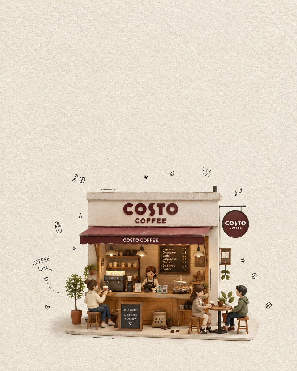 Minimalist 3D Miniature Coffee Shop — AI image template example