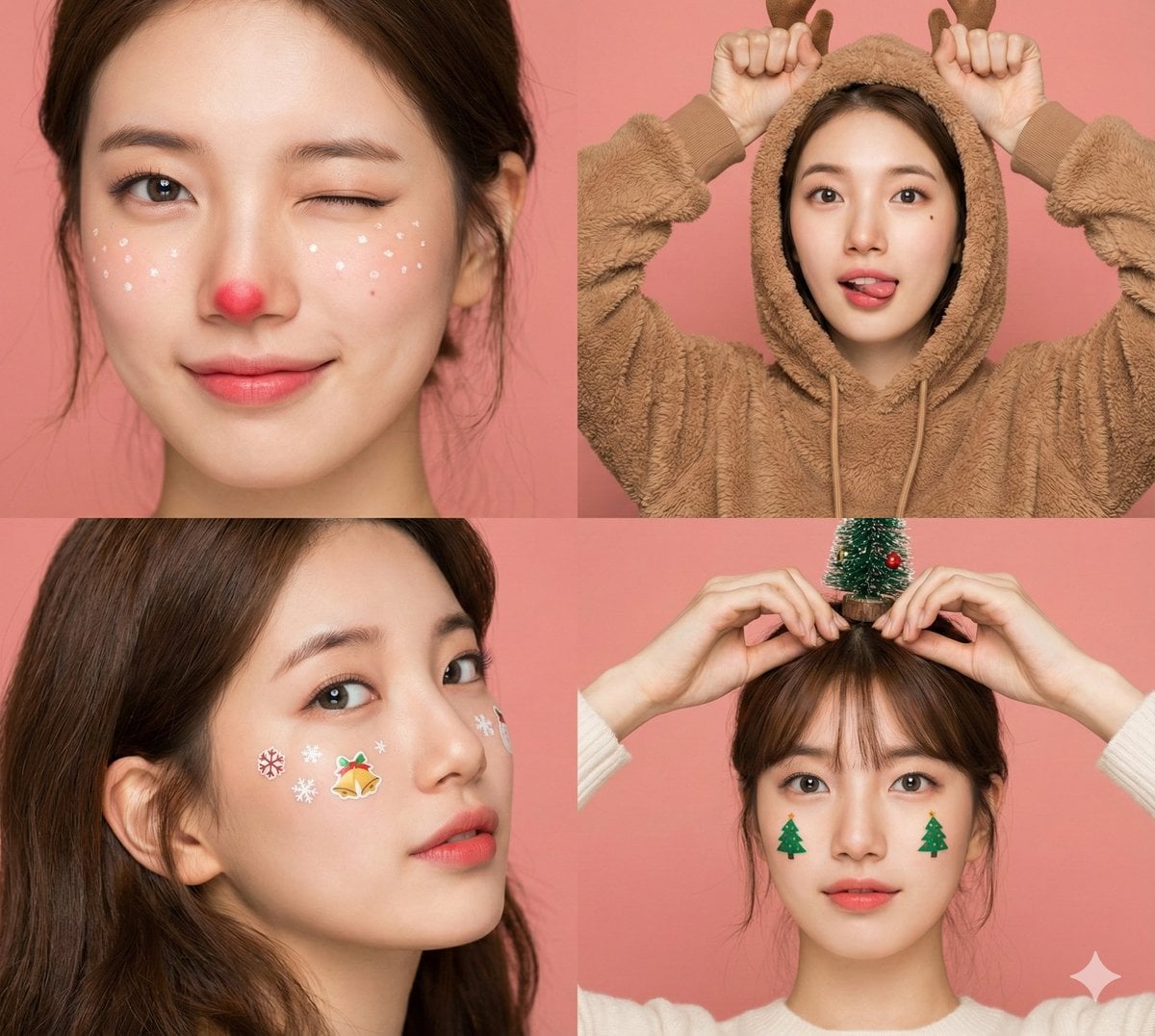 Panel Christmas Beauty Blogger Portrait in Peach Background
