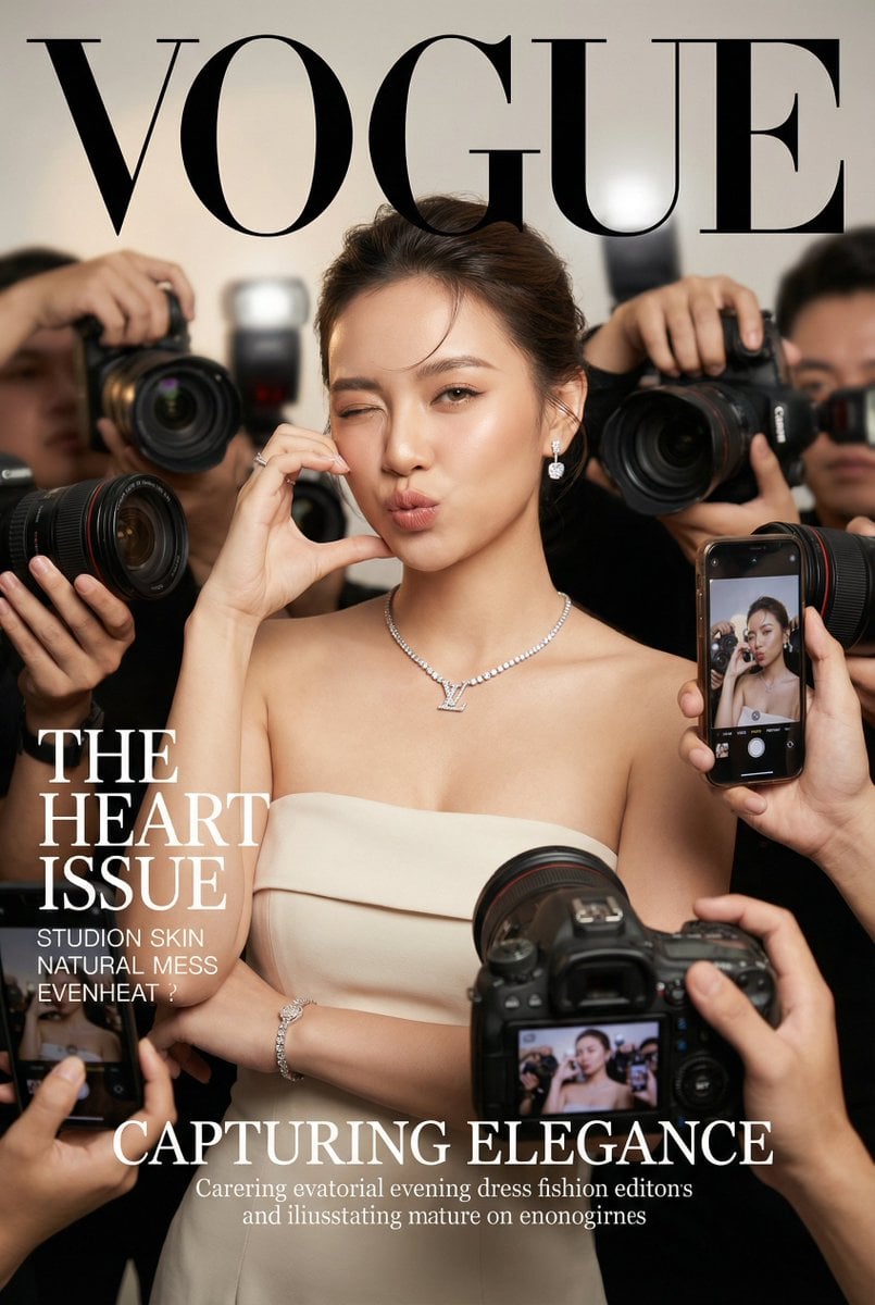 Vogue Cover Face Swap Portrait with Paparazzi
