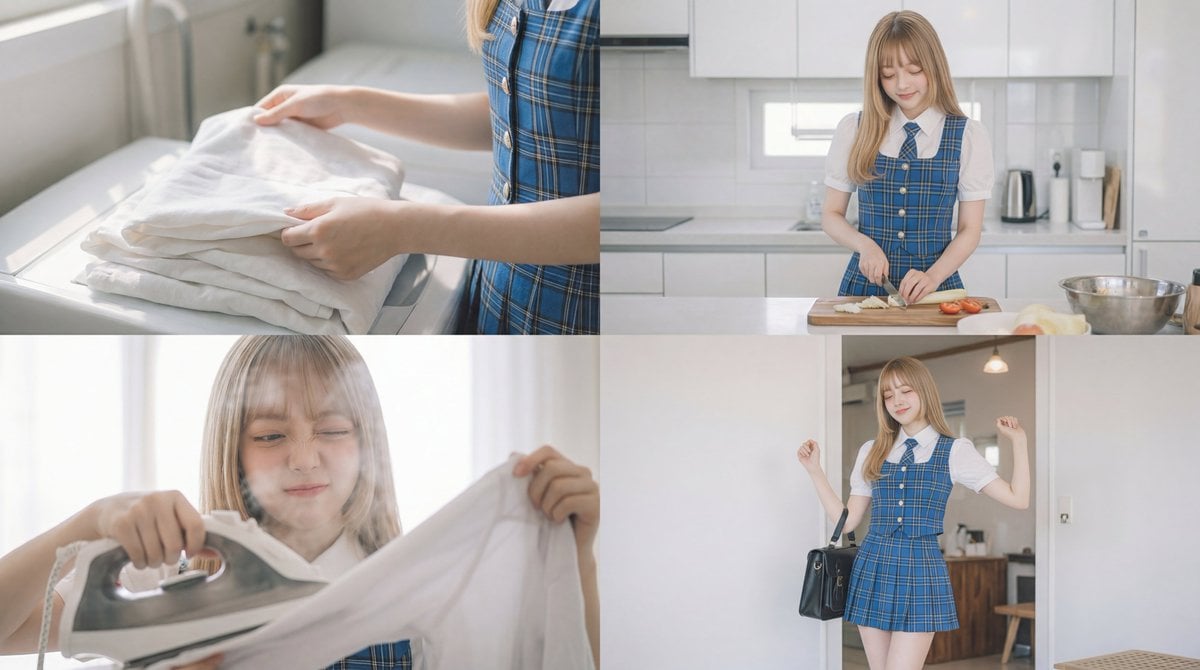 Cinematic Scene Prompt for Woman Doing Chores