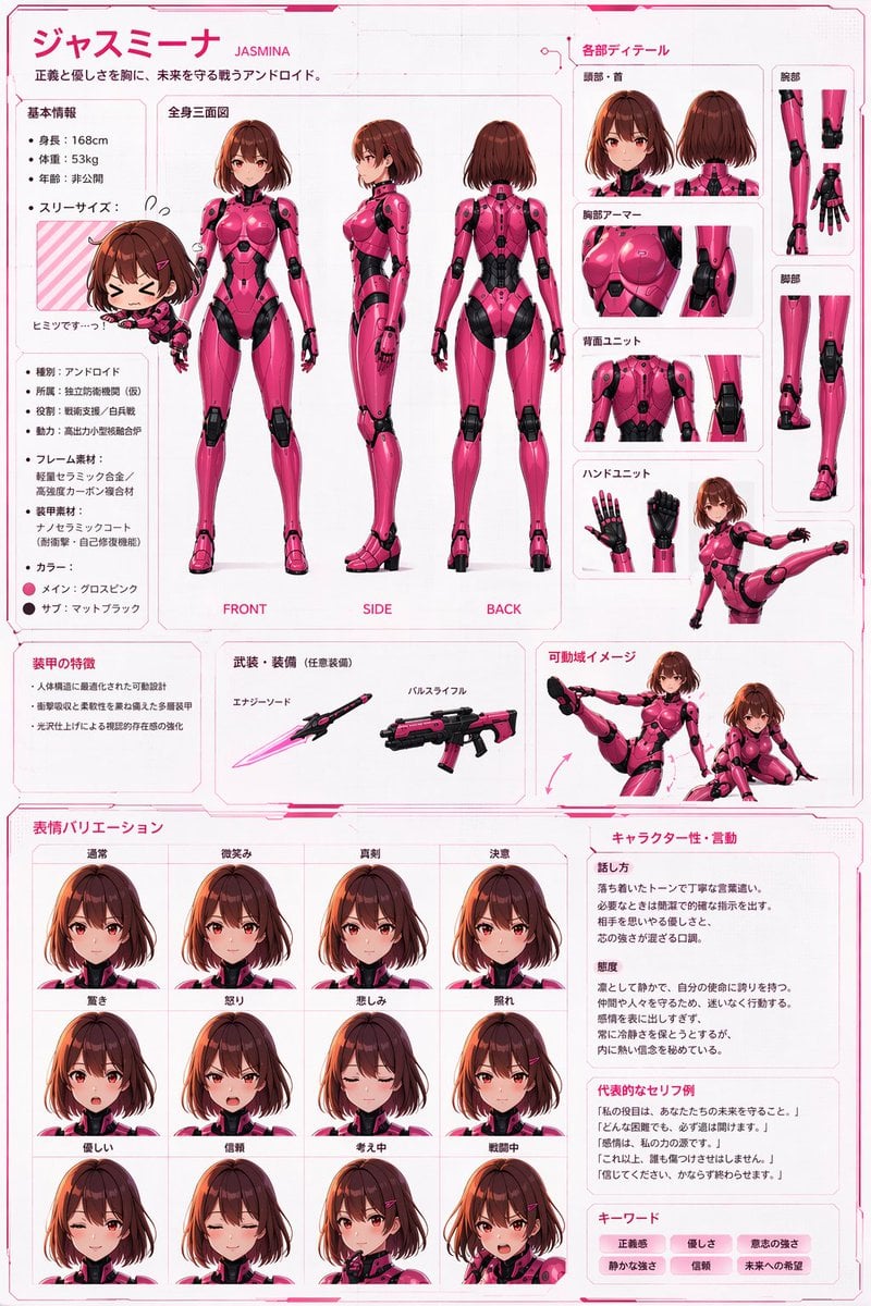 Robot Girl Reference Sheet