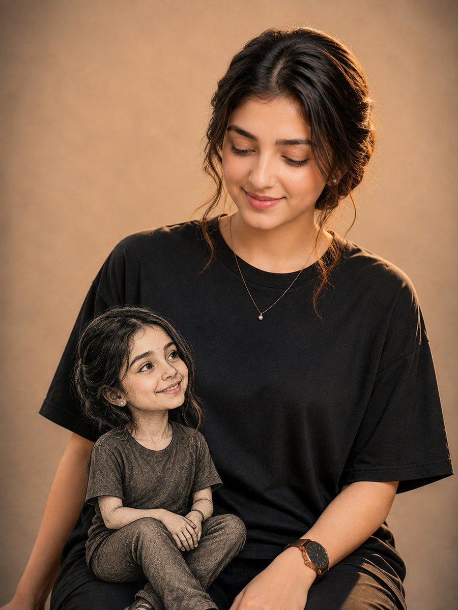 Tender Mini-Me Studio Portrait — AI image template example