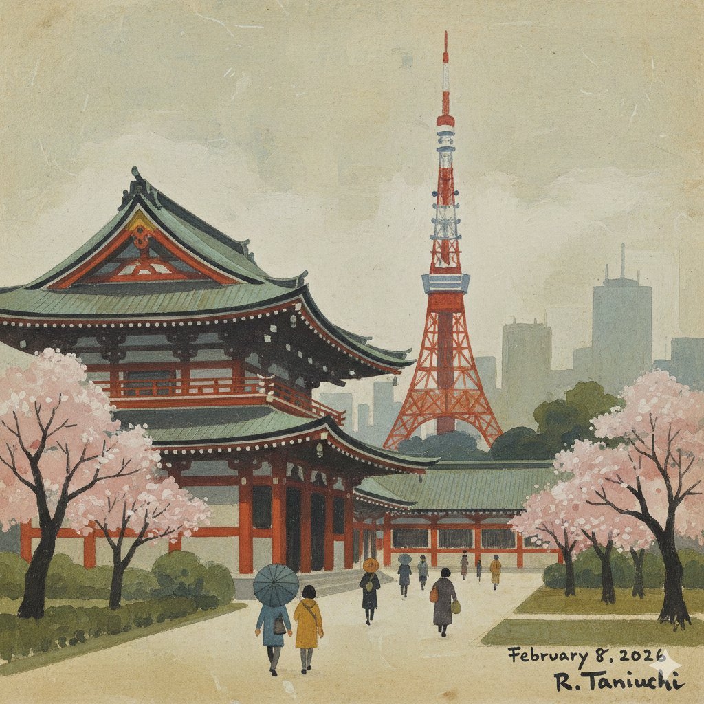 Transforming Zojoji Temple into a Rokuro Taniuchi Style Painting