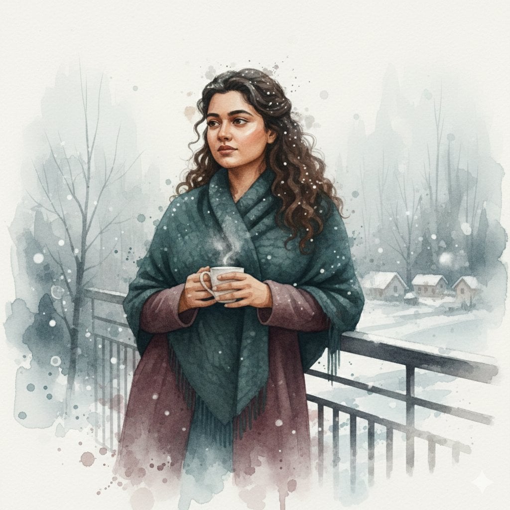Winter Watercolor Portrait with Identity Lock Prompt