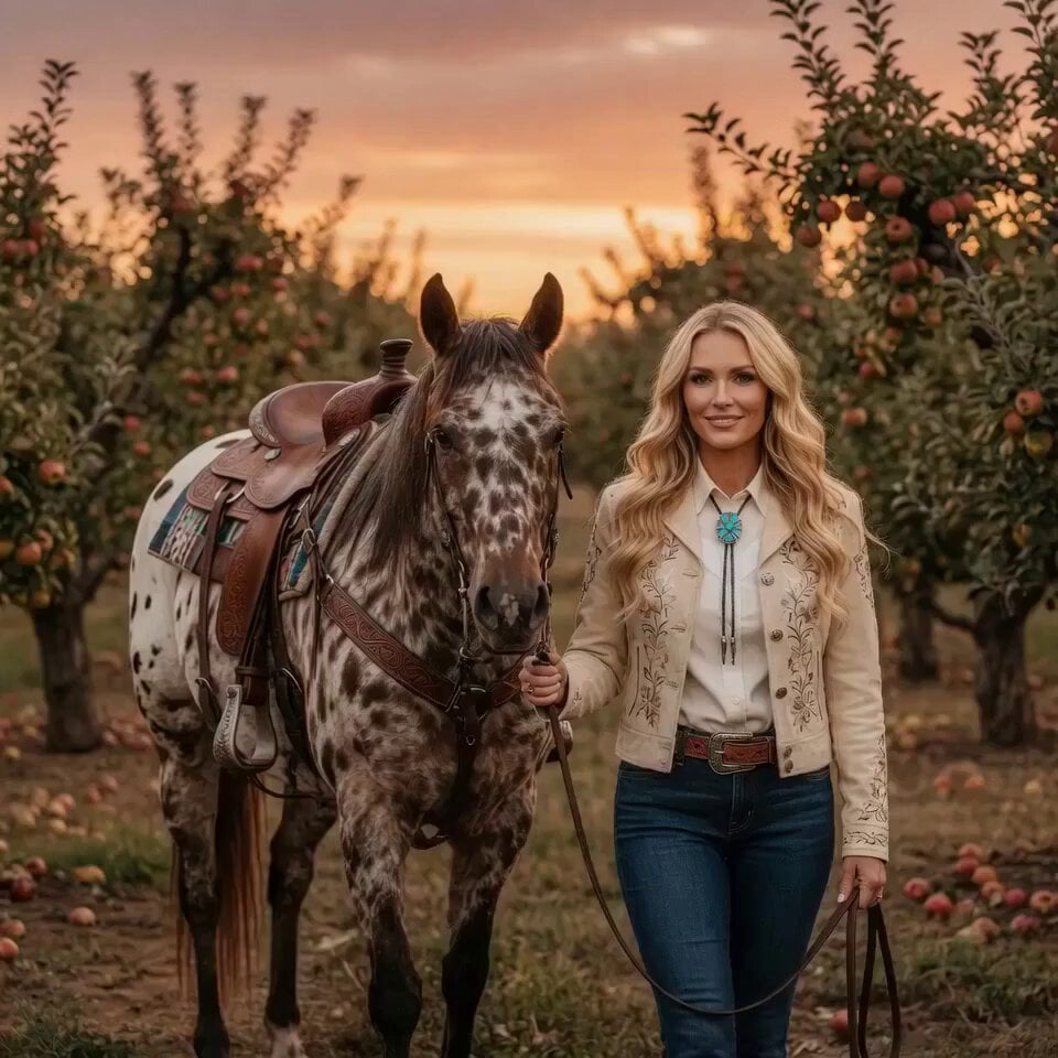 Woman Feeding Horse Orchard Video