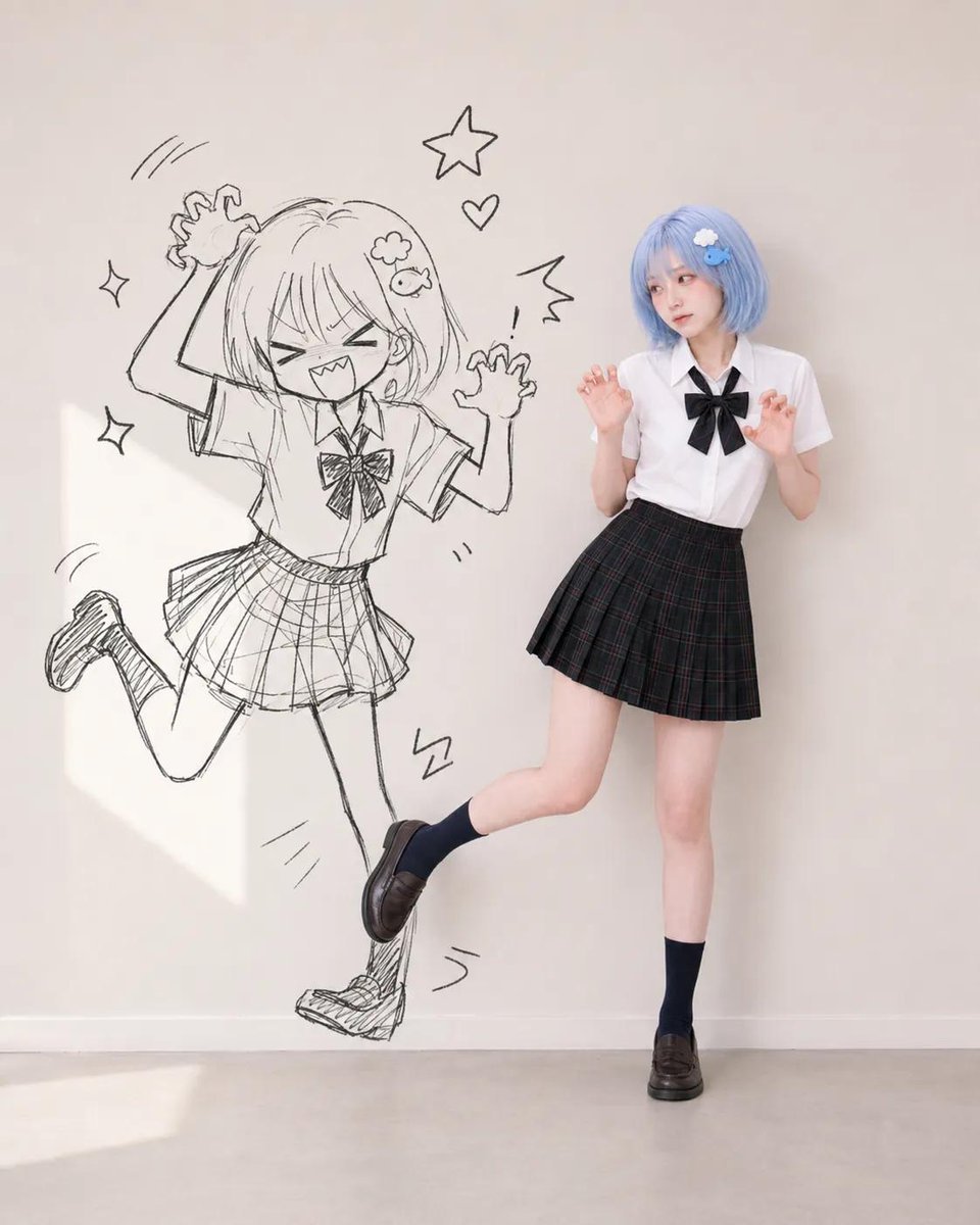 Character Reference Doodle Shadow Portrait — AI image template example