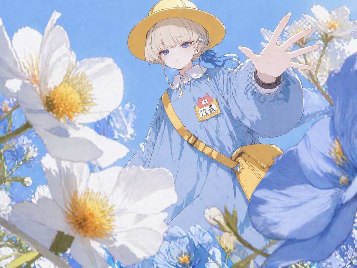 Anime Girl Reaching Through Flowers