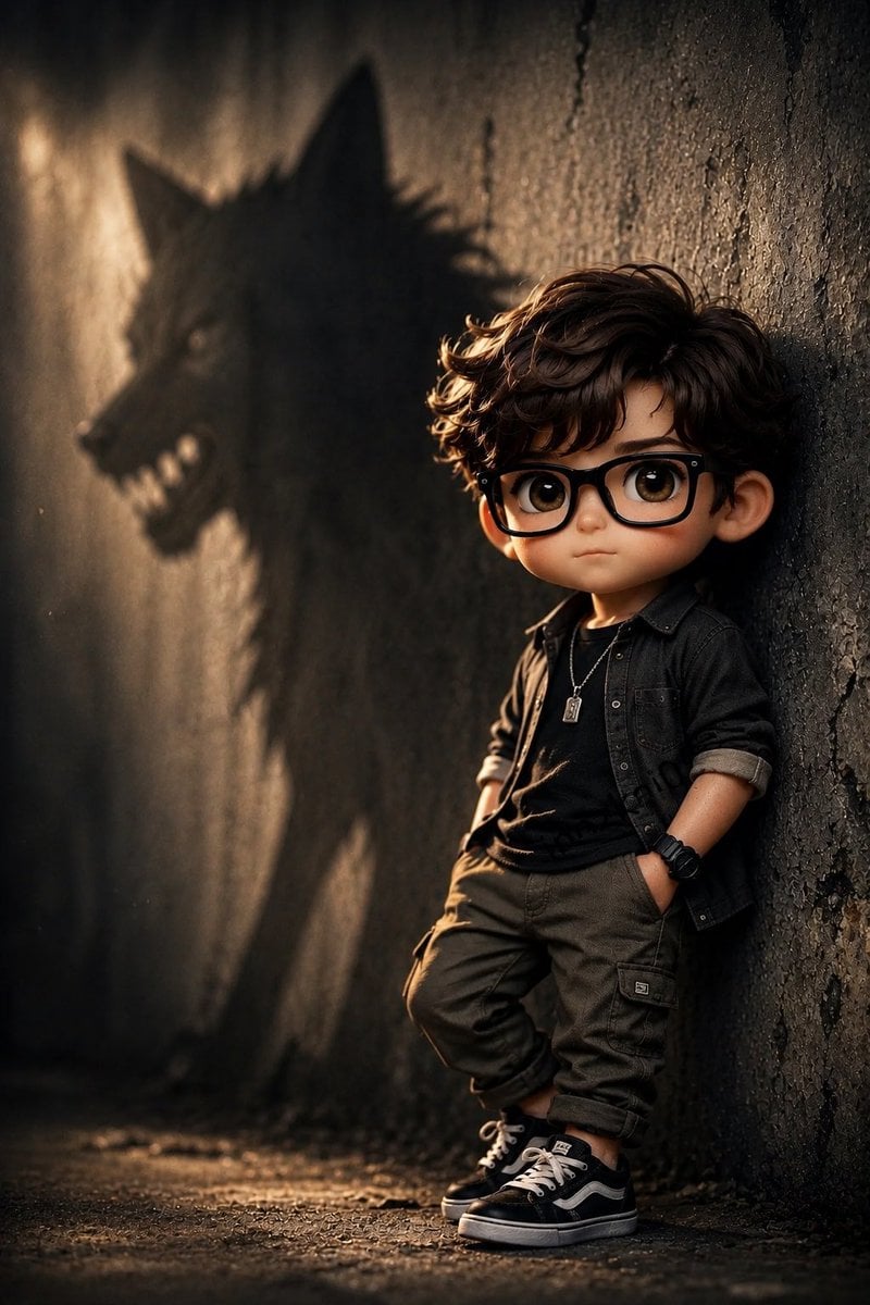 Boy With Werewolf Shadow