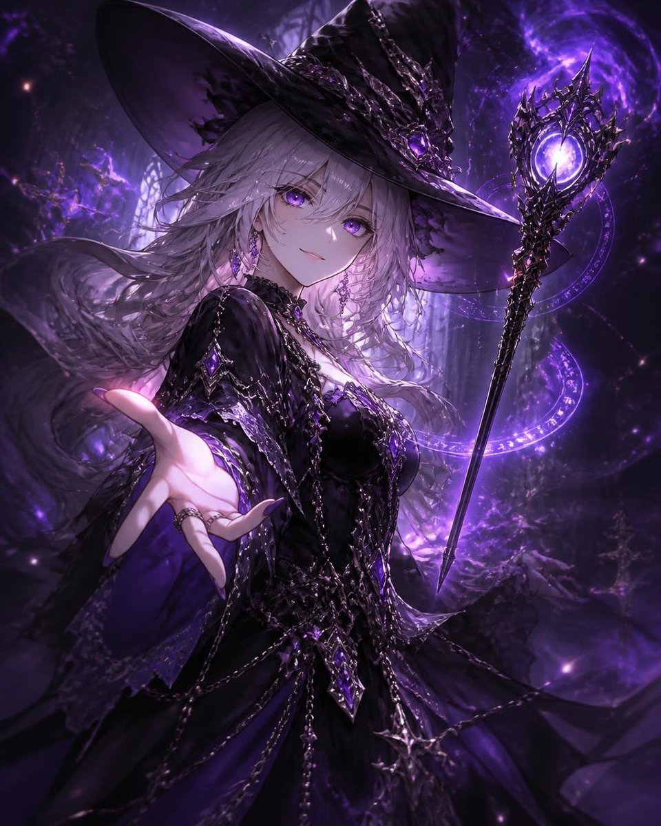 Mysterious Silver-Haired Witch — AI image template example