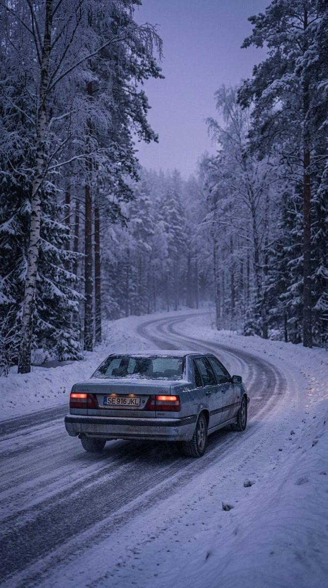 Cinematic Winter Road Landscape — AI image template example