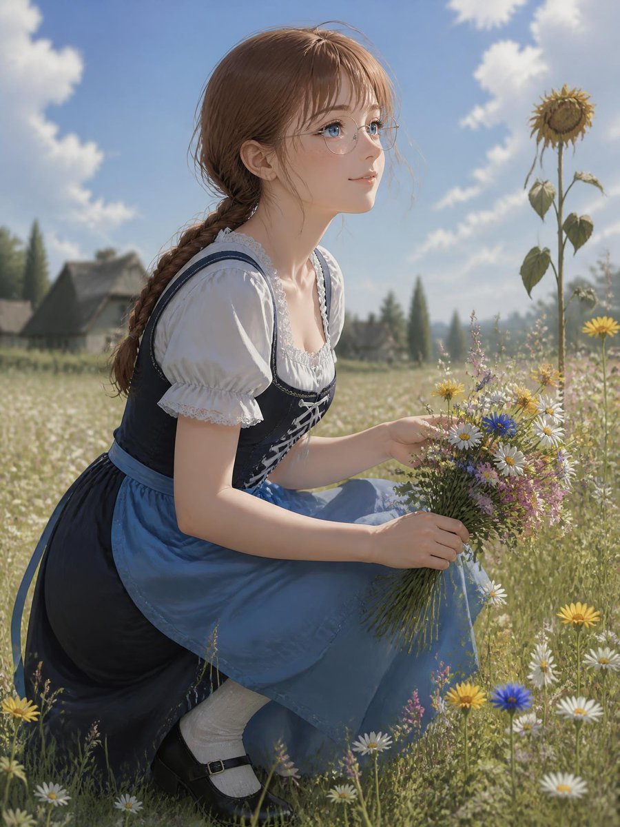 Anime Girl in Wildflower Meadow — AI image template example