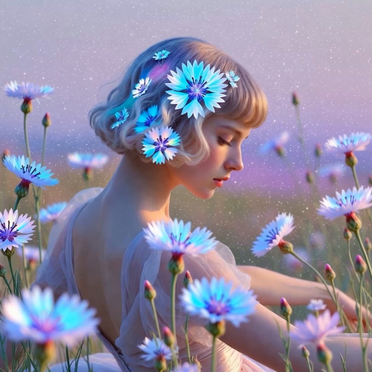 Iridescent Glowing Cornflowers Video