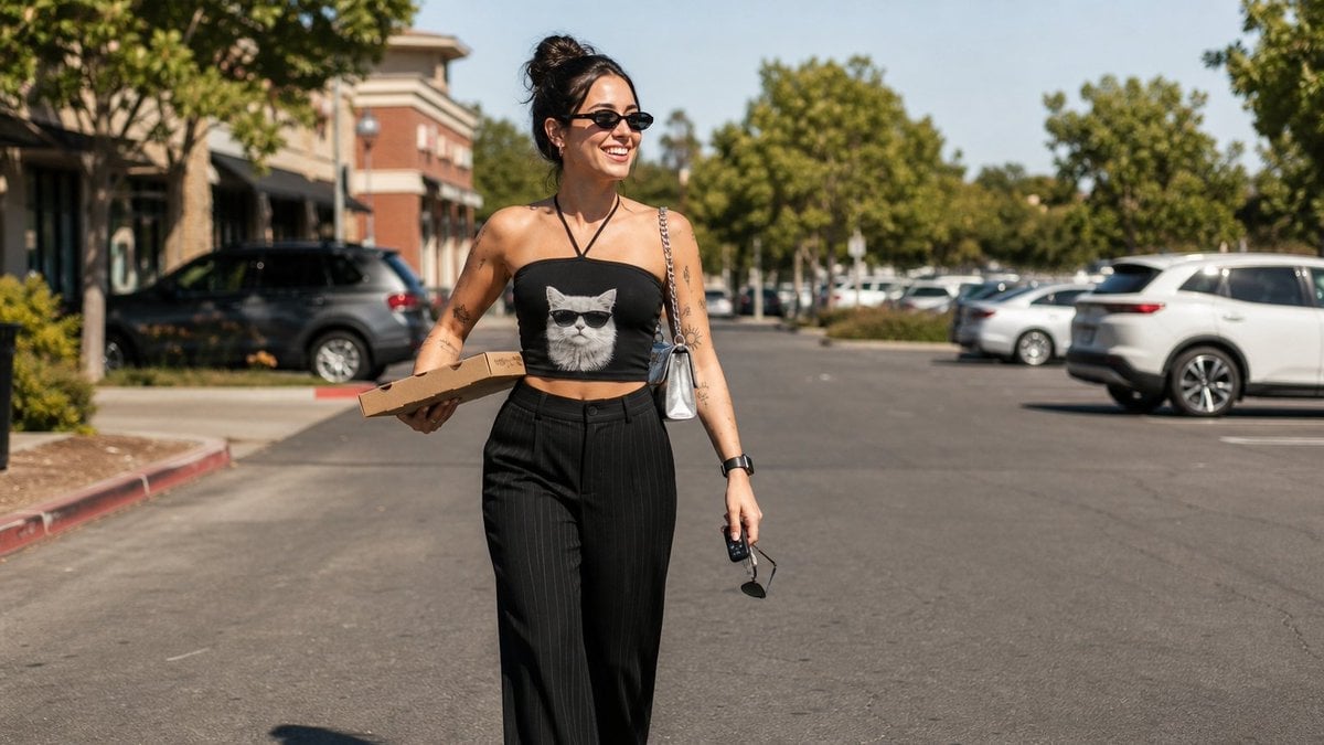 Candid Parking Lot Street Fashion — AI image template example