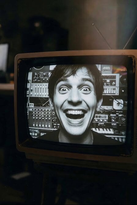 Man Laughing Inside Vintage TV