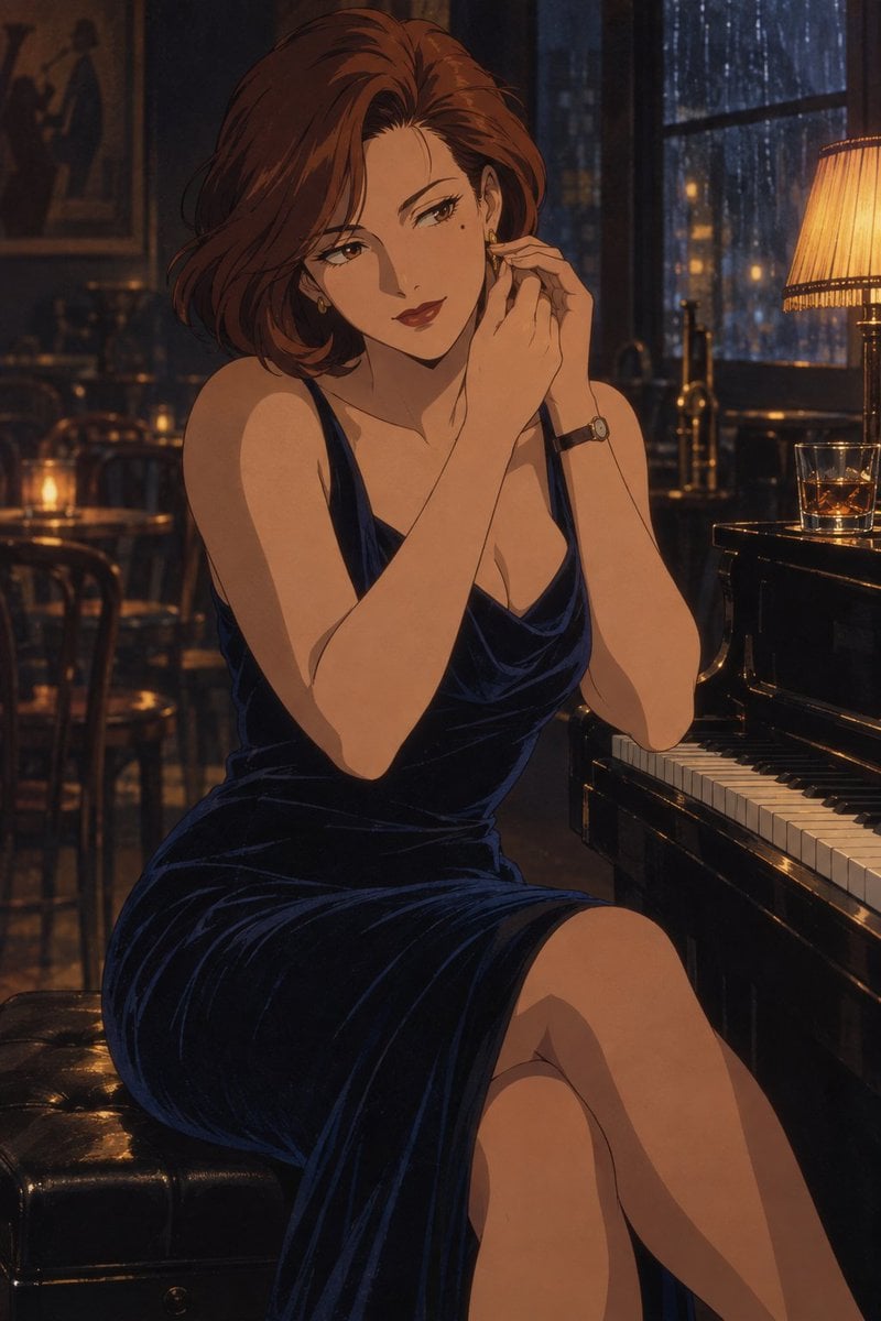 Rainy Jazz Bar Anime Portrait