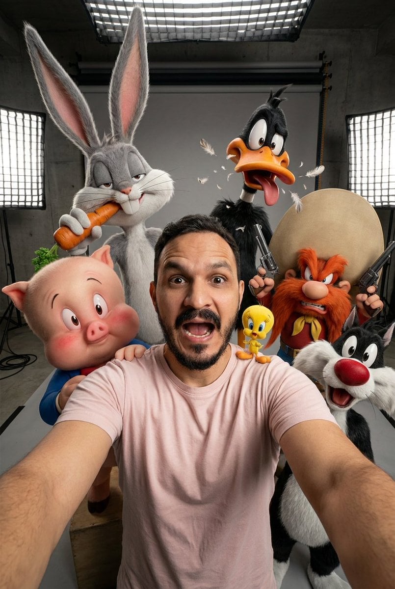 Realistic Looney Tunes Selfie — AI image template example
