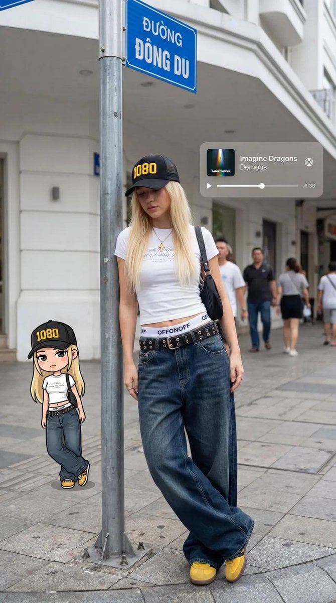 Urban Street Style with Avatar Overlay — AI image template example