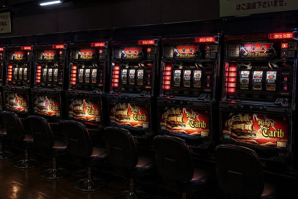 Empty Japanese Pachislot Parlor Row