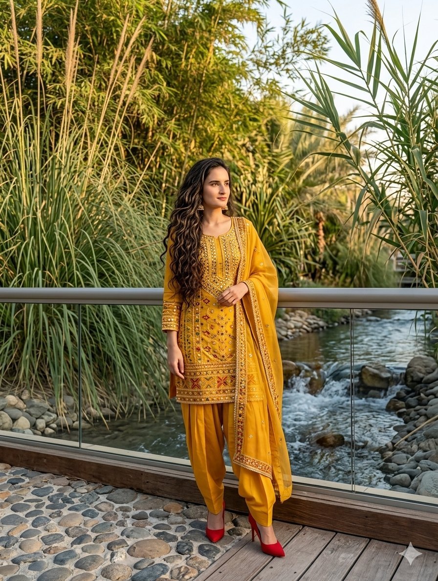 South Asian Woman in Anarkali Dress
