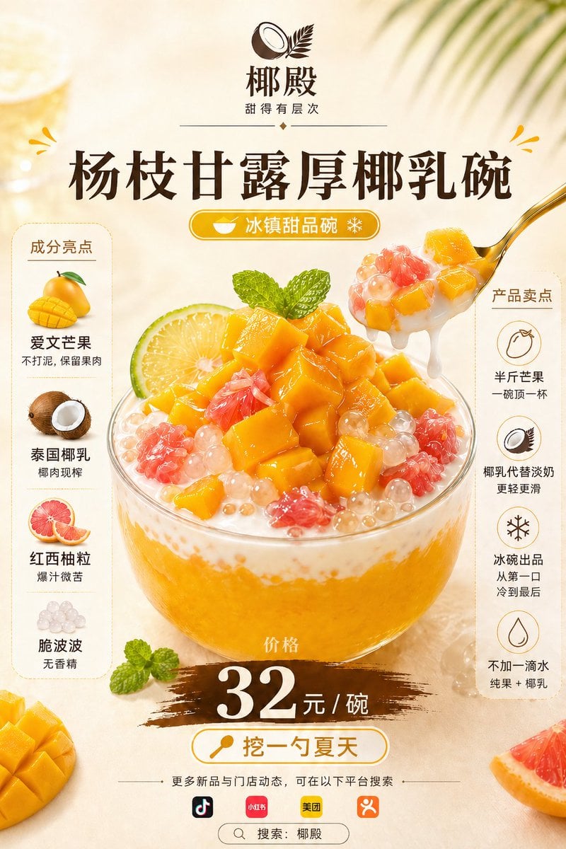 Mango Coconut Dessert Poster
