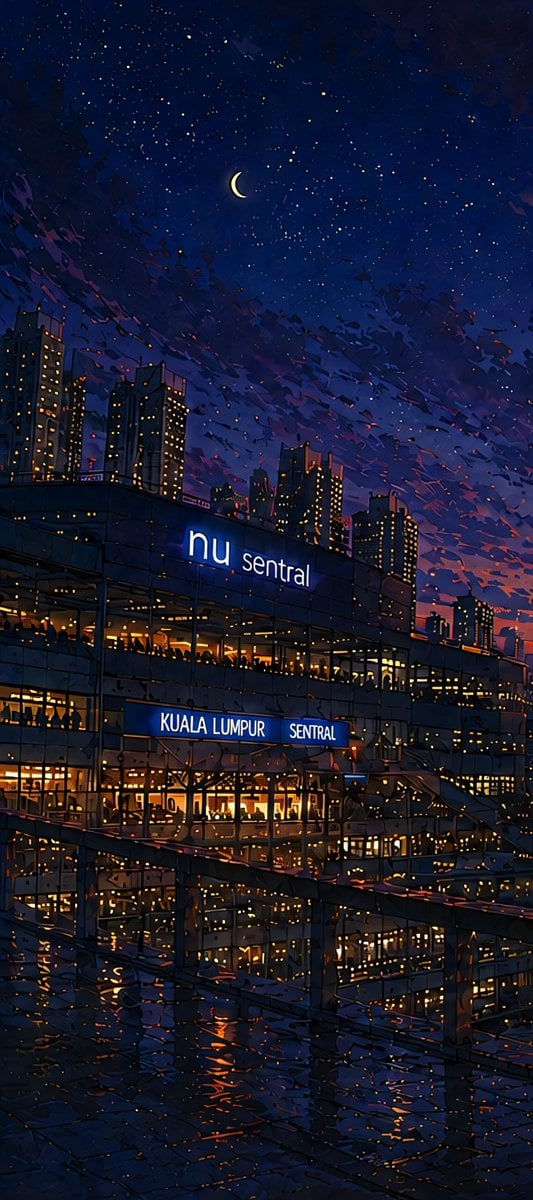 Anime Dawn at Kuala Lumpur Sentral — AI image template example