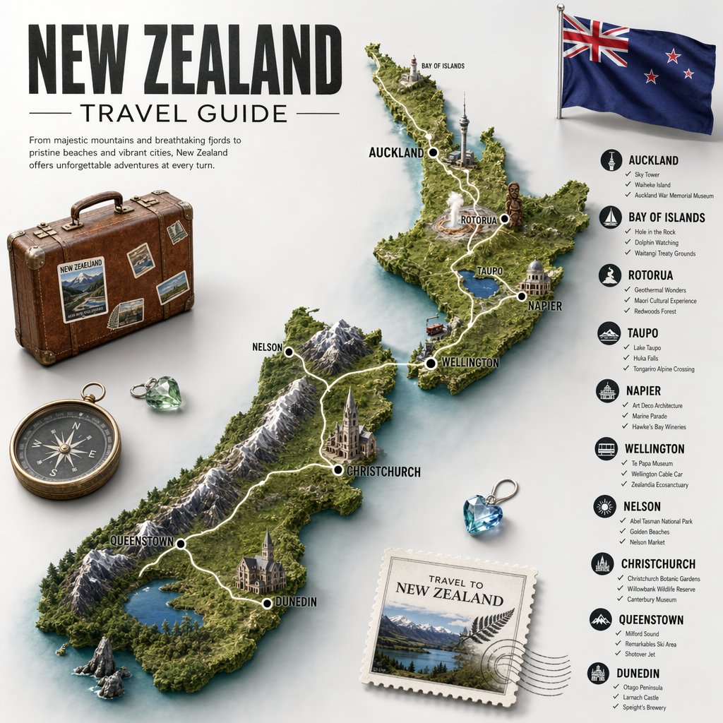 New Zealand Travel Guide Poster